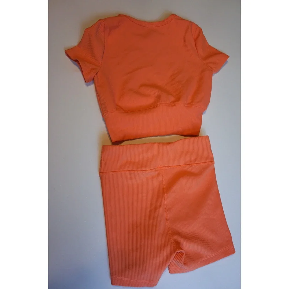 Yogalicious Girls Rib Maisie Top and Piper Short Set Orange Size 12 KC.1033